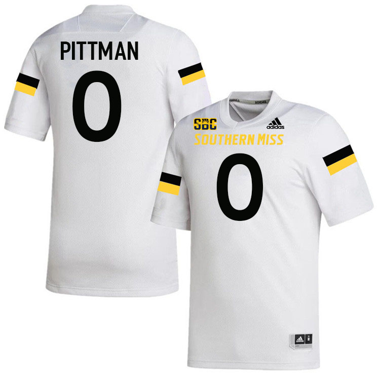 Southern Miss Golden Eagles #0 Jeffery Pittman Football Jersey Stitched-White